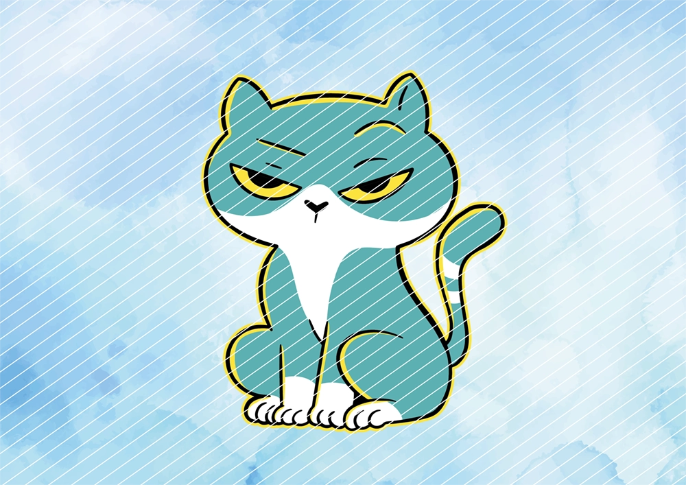 Lustiges Bügelbild mit mürrischer Katze – Cartoon-Katzenmotiv