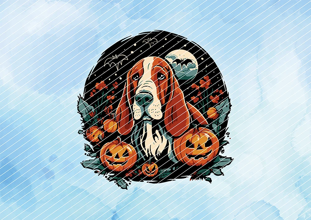 Halloween Basset Hound  // Bügelbild