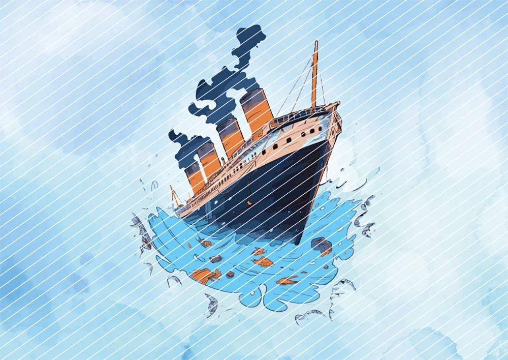 Schiff in den Wellen // Bügelbild