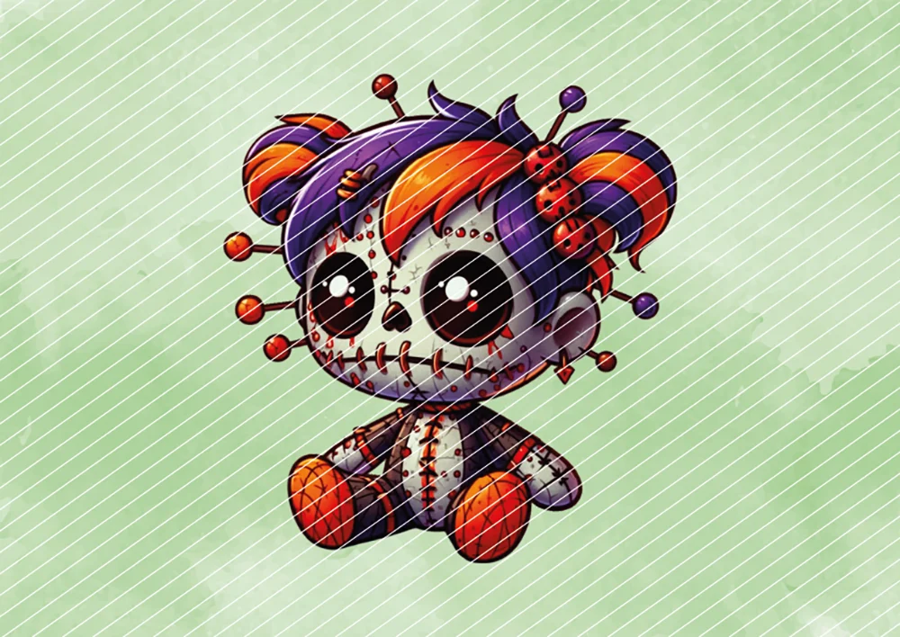 Bunte Voodoo-Puppe // Bügelbild