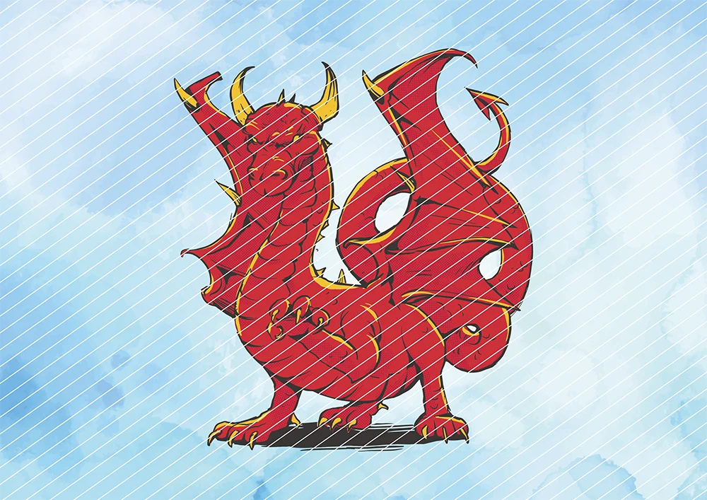 Roter epischer Drache // Bügelbild