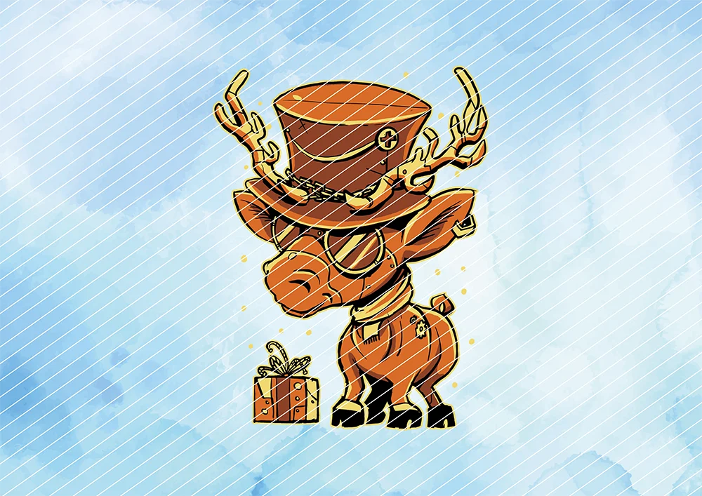 Steampunk-Rentier // Bügelbild