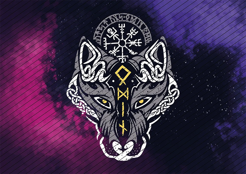 Wolf mit nordischen Runen // Bügelbild
