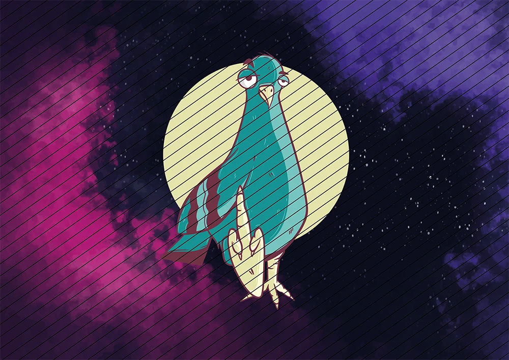 Mittelfinger Taube // Bügelbild