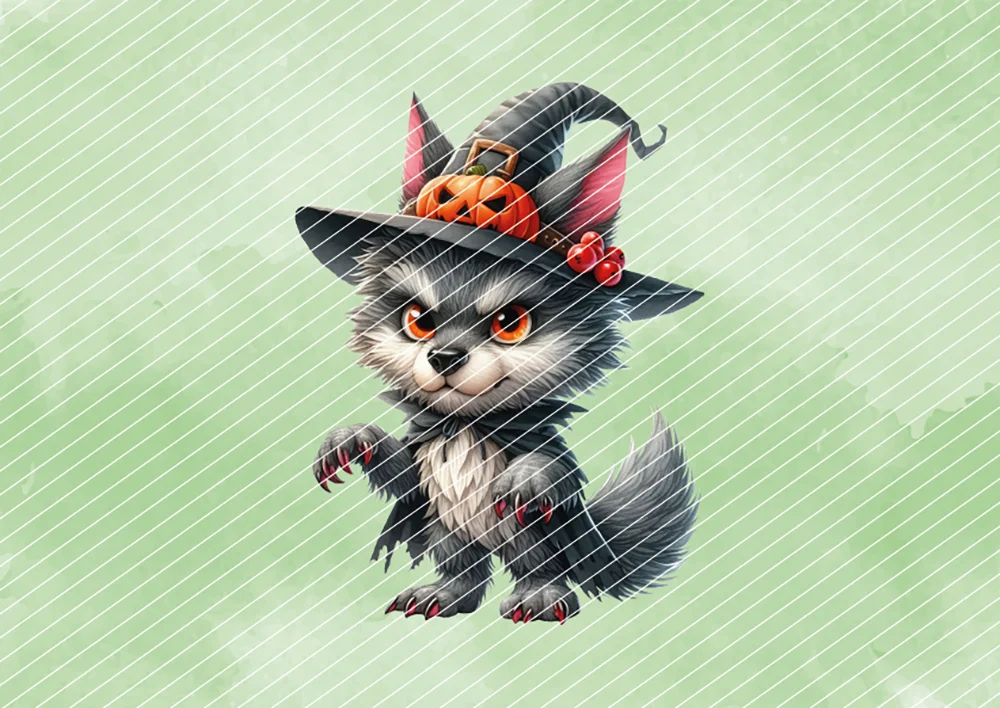 Werwolf im Halloween-Outfit // Bügelbild