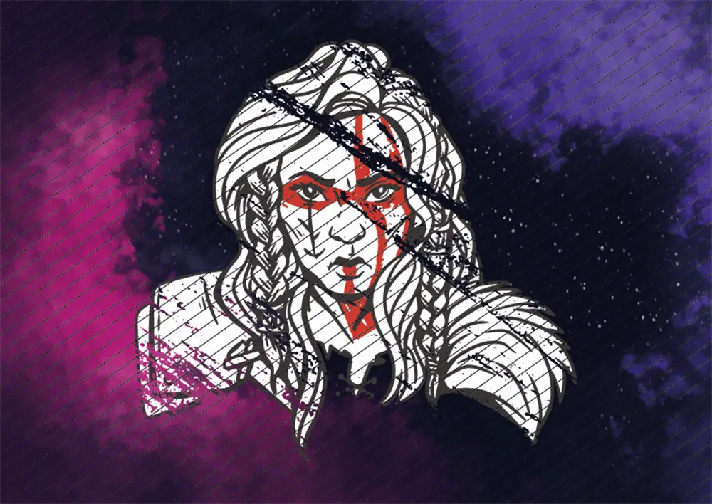 Schildmaid mit Kriegsbemalung // Bügelbild