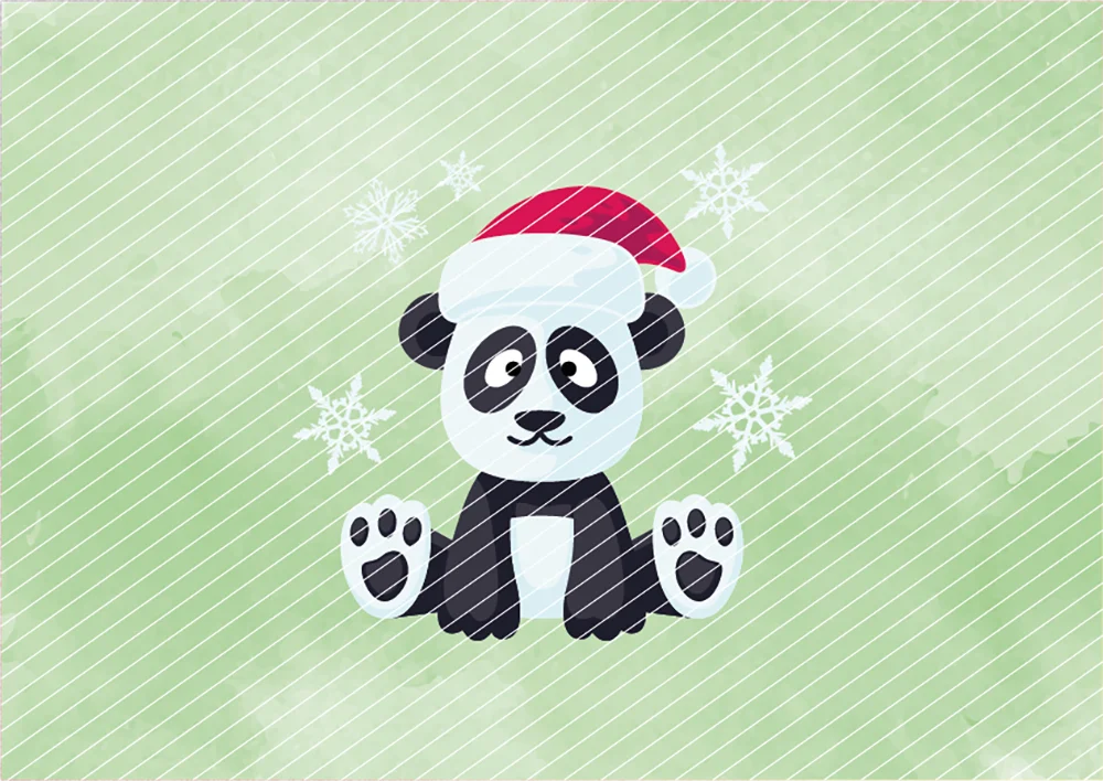 Panda mit Weihnachtsmütze // Bügelbild