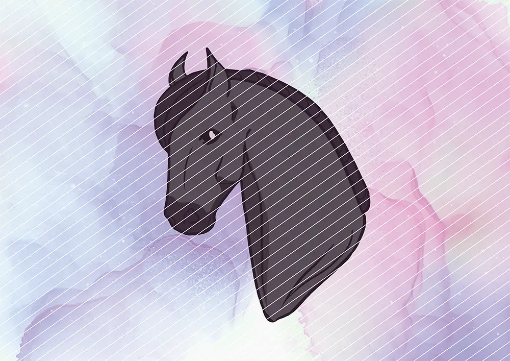 Pferde-Portrait Rappe // Bügelbild