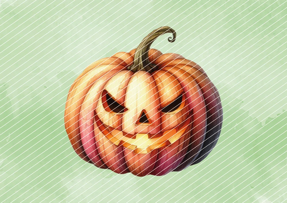 Geschnitzter Halloween-Kürbis // Bügelbild