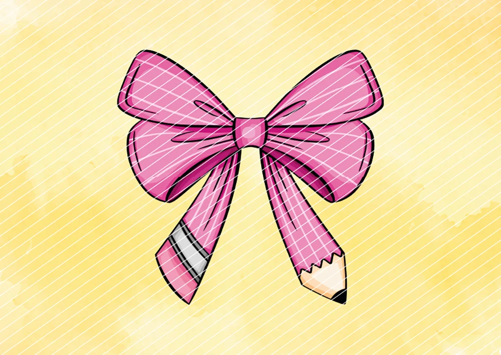 Bleistift-Schleife Rosa // Bügelbild