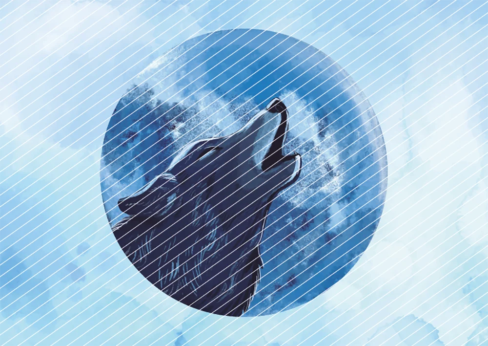 Wolf in Kreide-Optik // Bügelbild