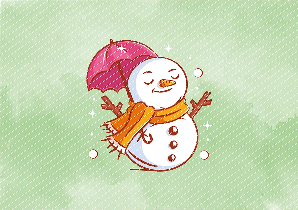 Schneemann mit Regenschirm // Bügelbild 