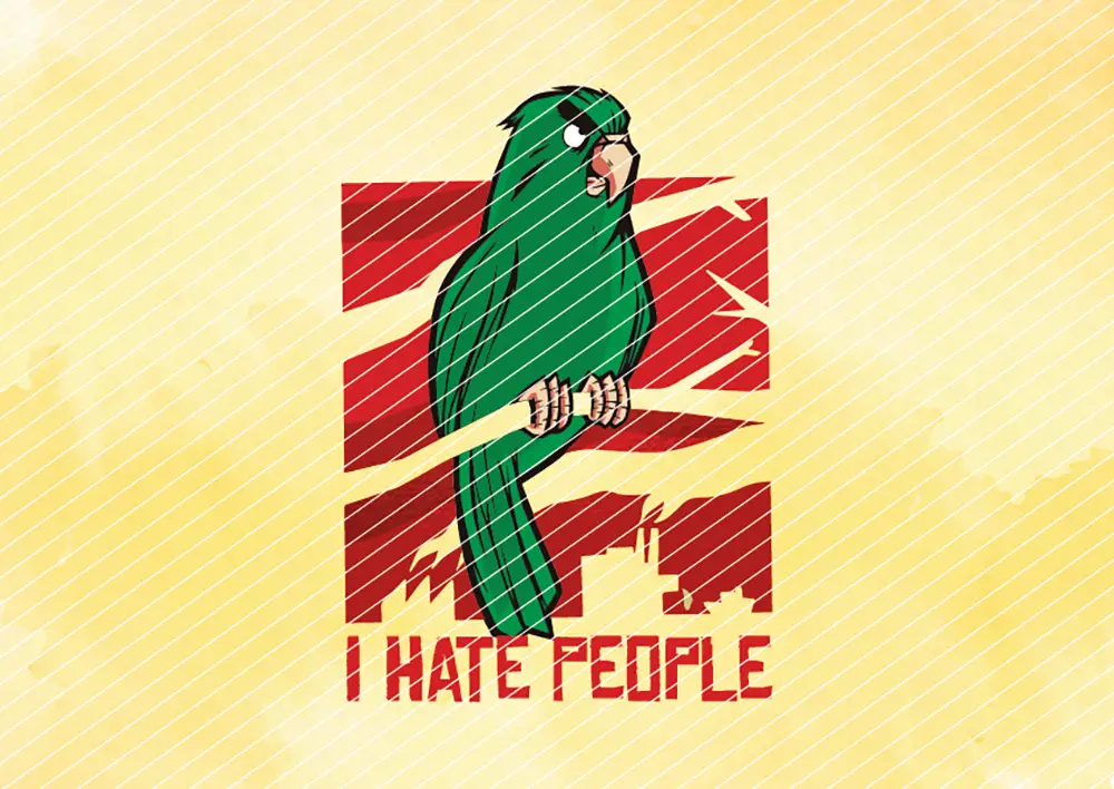 Grüner Papagei - I Hate People // Bügelbild