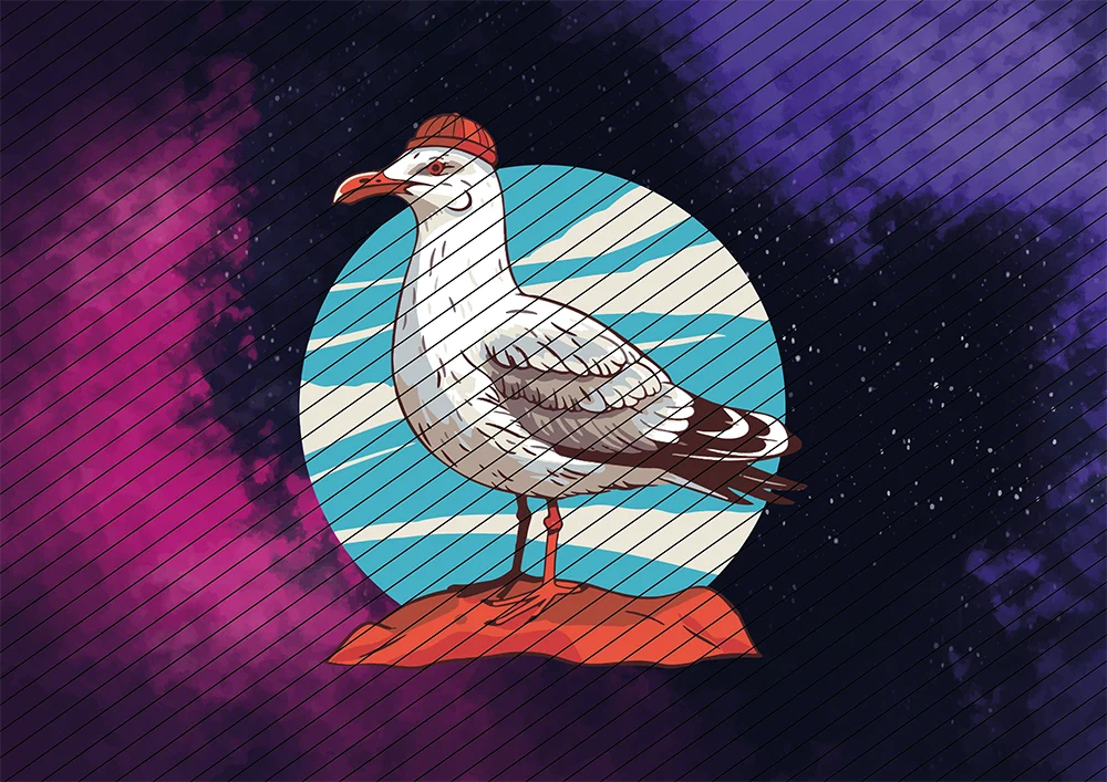 Möwe mit Mütze // Bügelbild