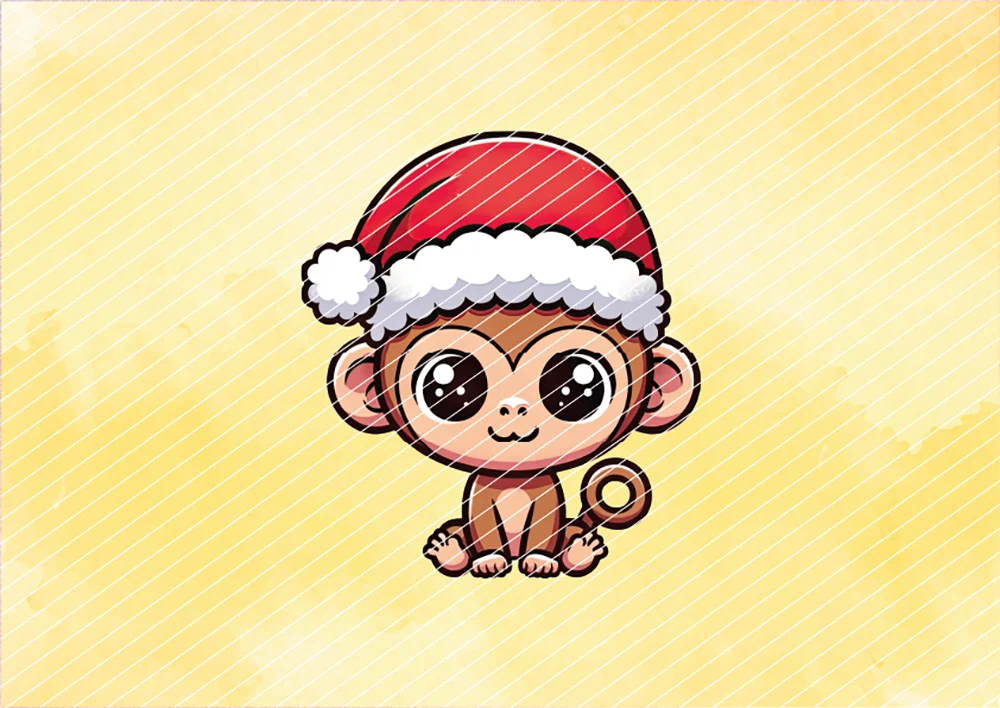 Affe mit Weihnachtsmütze // Bügelbild