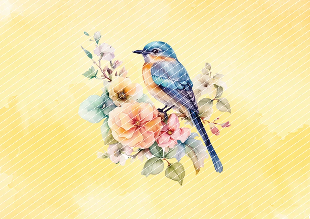 Vogel im Wasserfarben-Look // Bügelbild