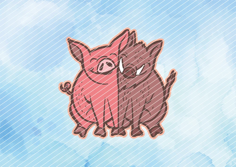 Schwein und Wildschwein // Beste Freunde // Bügelbild