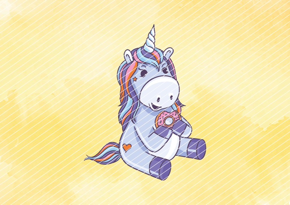 Einhorn mit Donut // Bügelbild