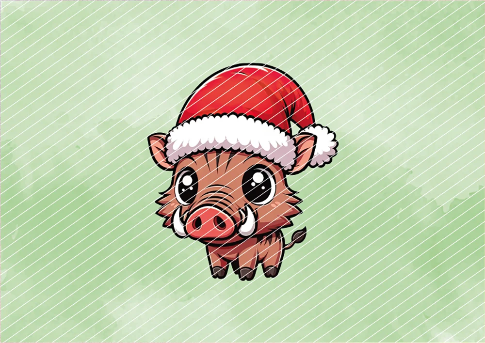 Warzenschwein mit Weihnachtsmütze // Bügelbild