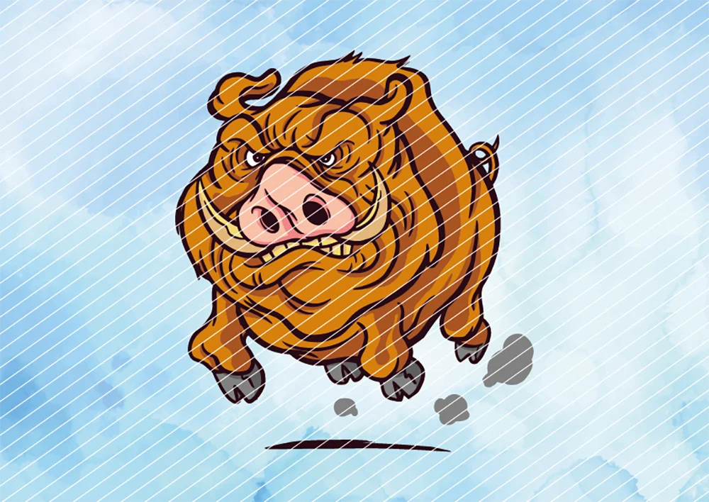 Rennendes Wildschwein // Bügelbild