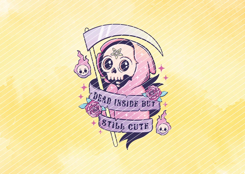 Dead Inside But Still Cute // Bügelbild