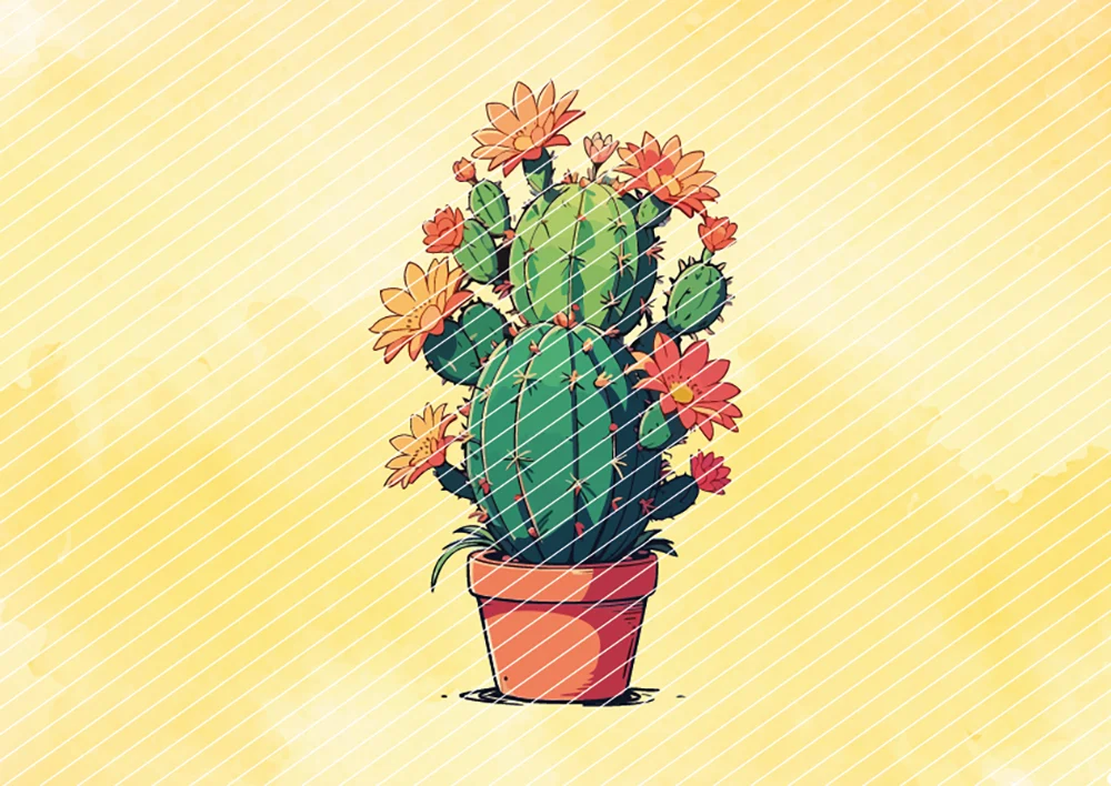 Blühender Kaktus // Bügelbild