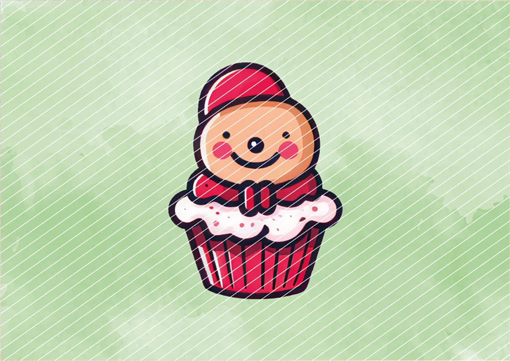 Weihnachtlich dekorierter Cupcake // Bügelbild