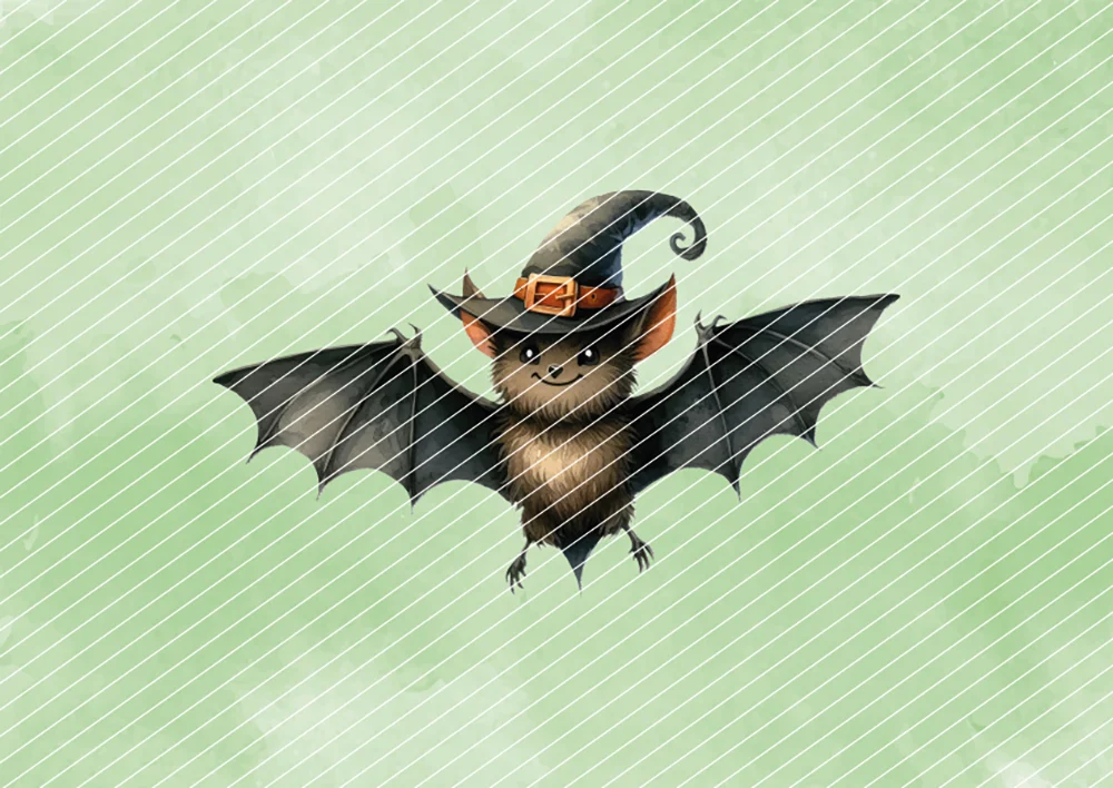 Fledermaus mit Hexenhut // Bügelbild