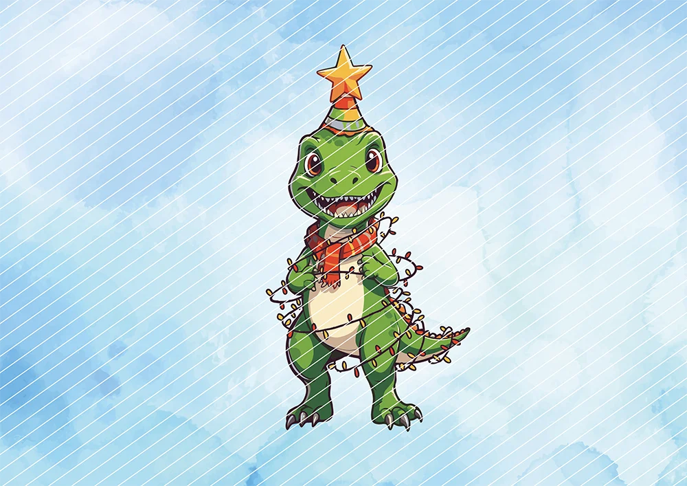 Dinosaurier mit Party-Hütchen // Bügelbild