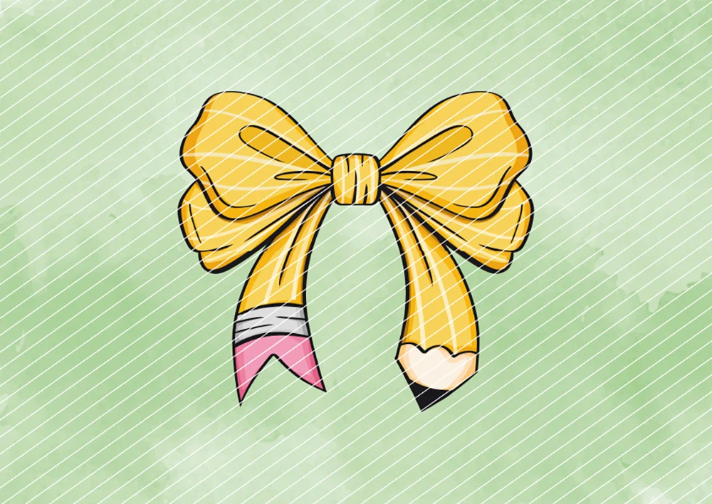 Bleistift-Schleife Gelb // Bügelbild