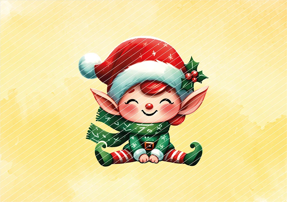 Sitzender Weihnachtself // Bügelbild