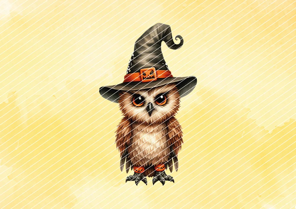 Eule im Halloween-Outfit // Bügelbild