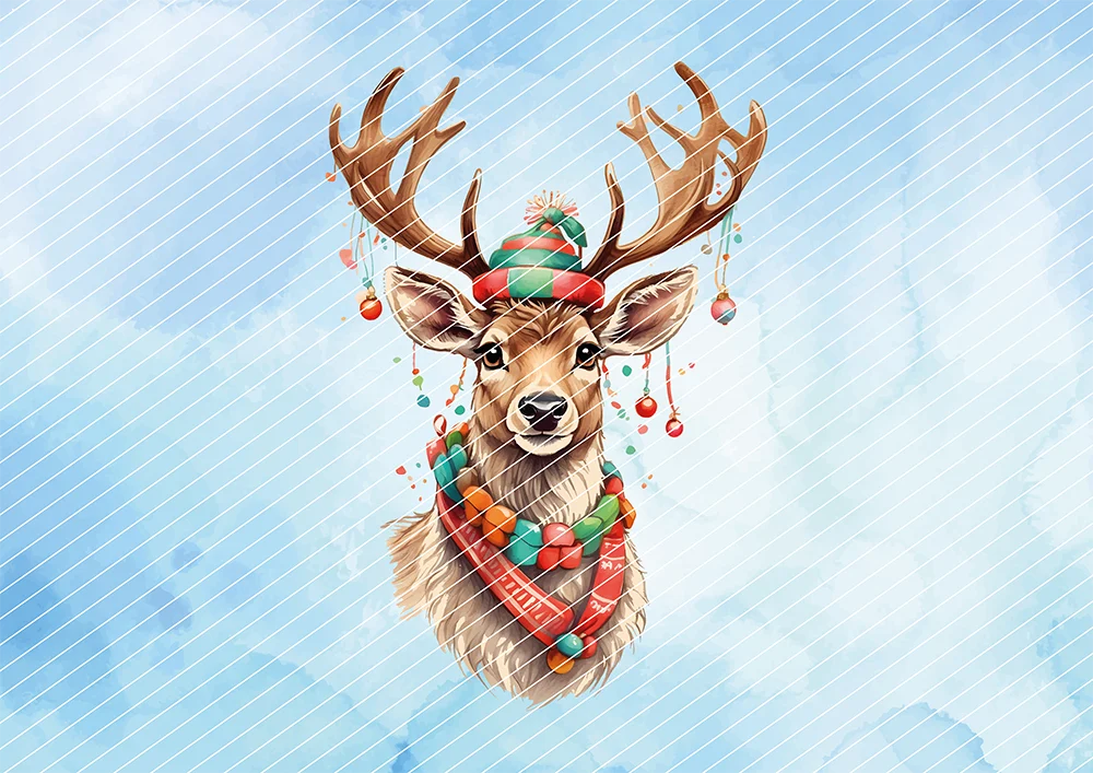 Rentier im Wasserfarben-Look // Bügelbild