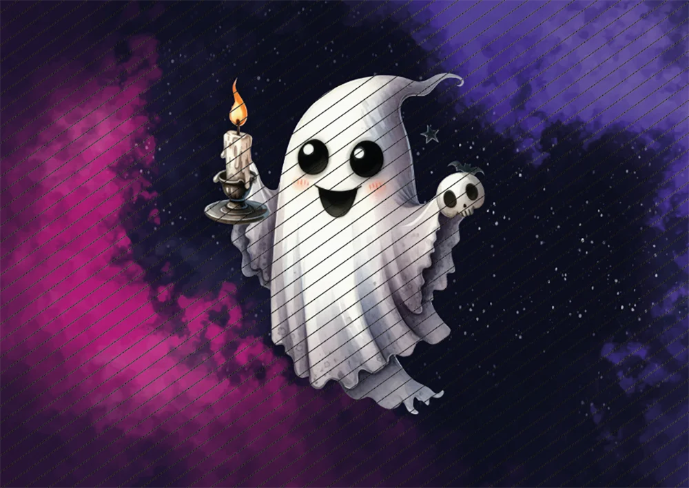 Fröhlicher Geist mit Kerze // Bügelbild