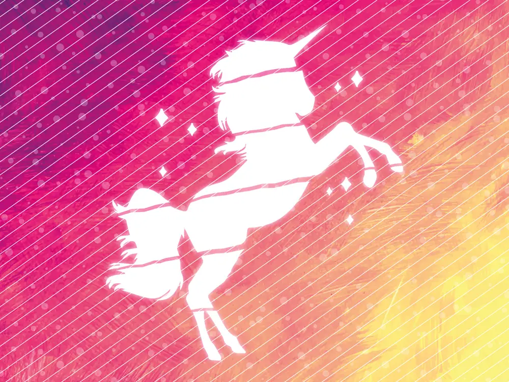 Weißes steigendes Einhorn // Bügelbild