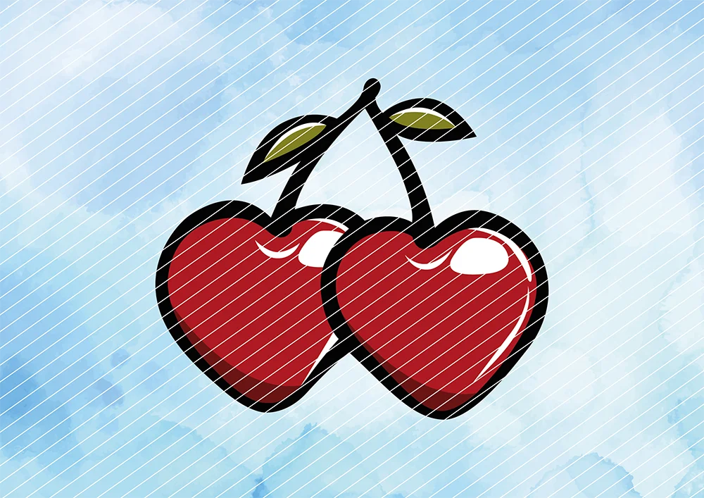 Herzförmige Kirschen // Bügelbild