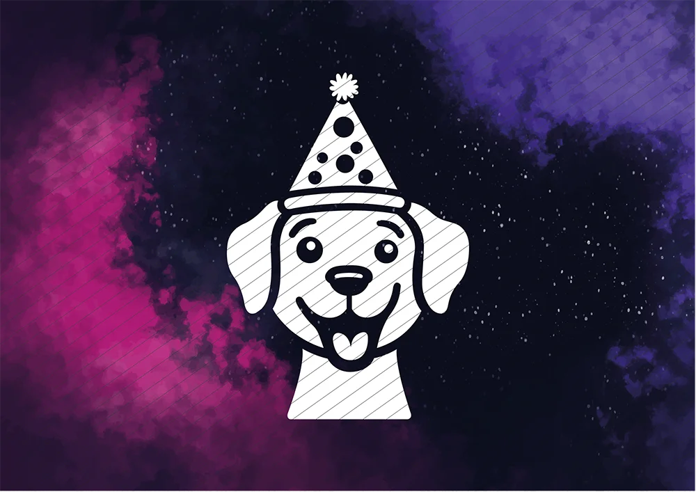 Hund mit Partyhut // Plotterdatei SVG Vektor Grafik