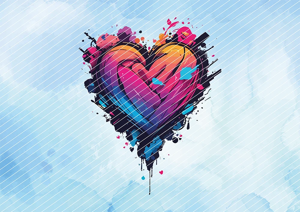 Herz in knallenden Farben // Bügelbild