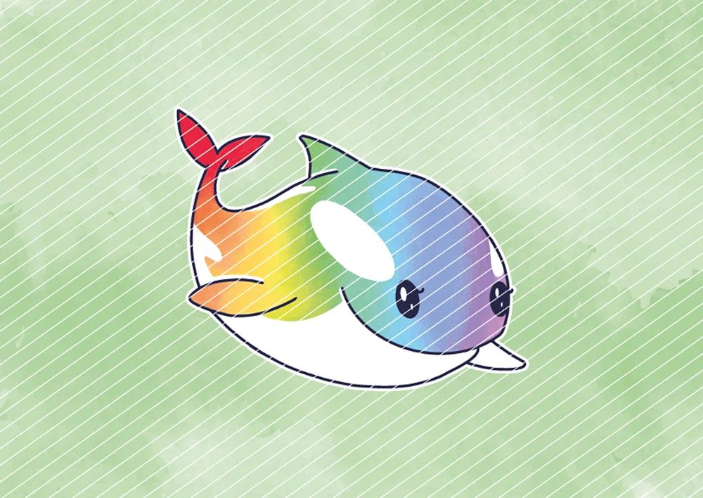 Regenbogen-Wal // Bügelbild