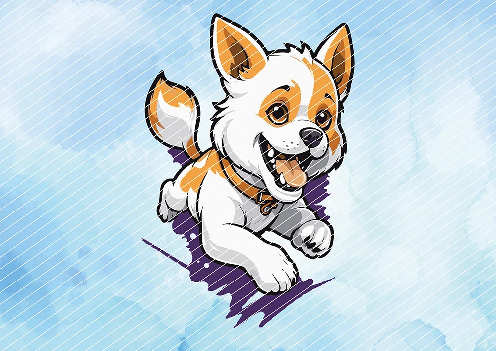 Rennender Hund im Comic-Stil // Bügelbild