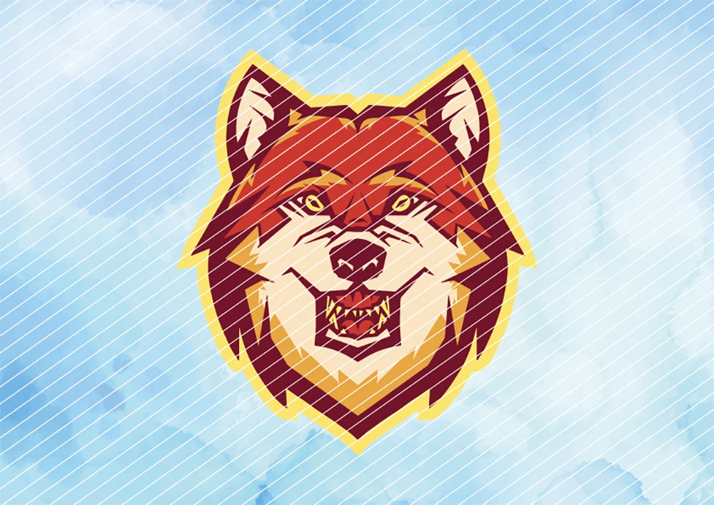 Roter Wolf // College-Optik // Bügelbild