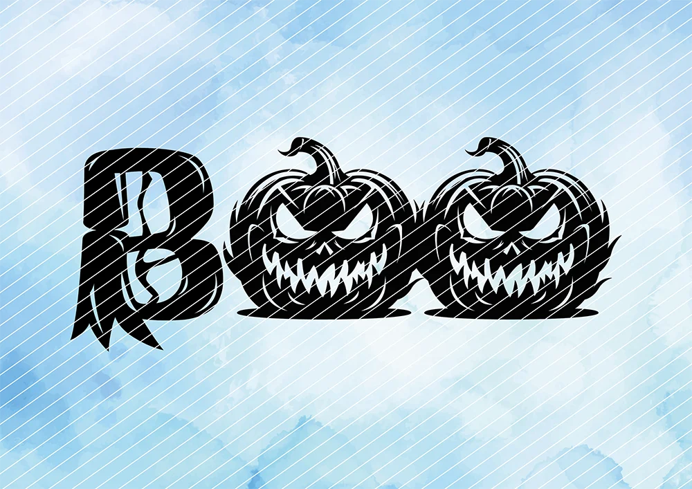 BOO in gruseliger Schrift // Plotterdatei SVG Vektor Grafik