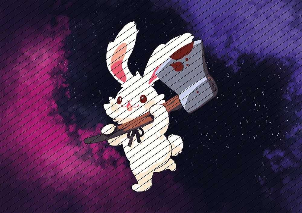 Hase mit Axt // Bügelbild