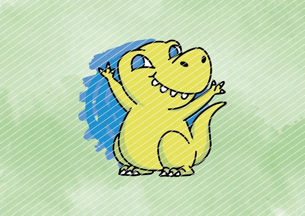 Fröhlicher Mini-Dinosaurier // Bügelbild