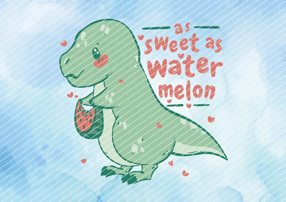Niedlicher Dinosaurier "As sweet as watermelon" // Bügelbild