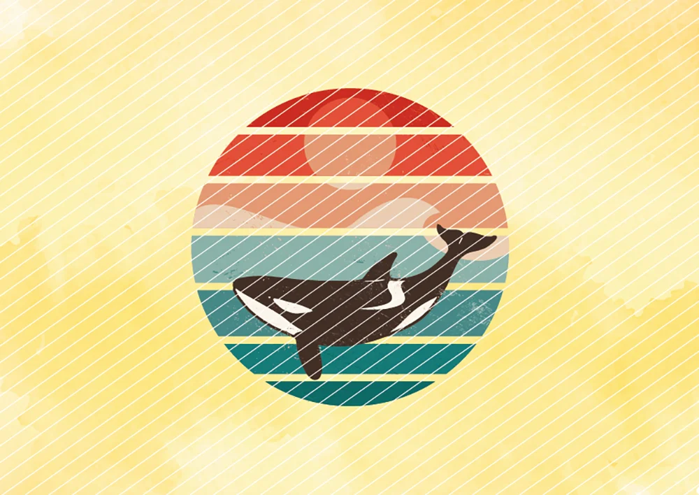 Wal im Retro-Look // Bügelbild