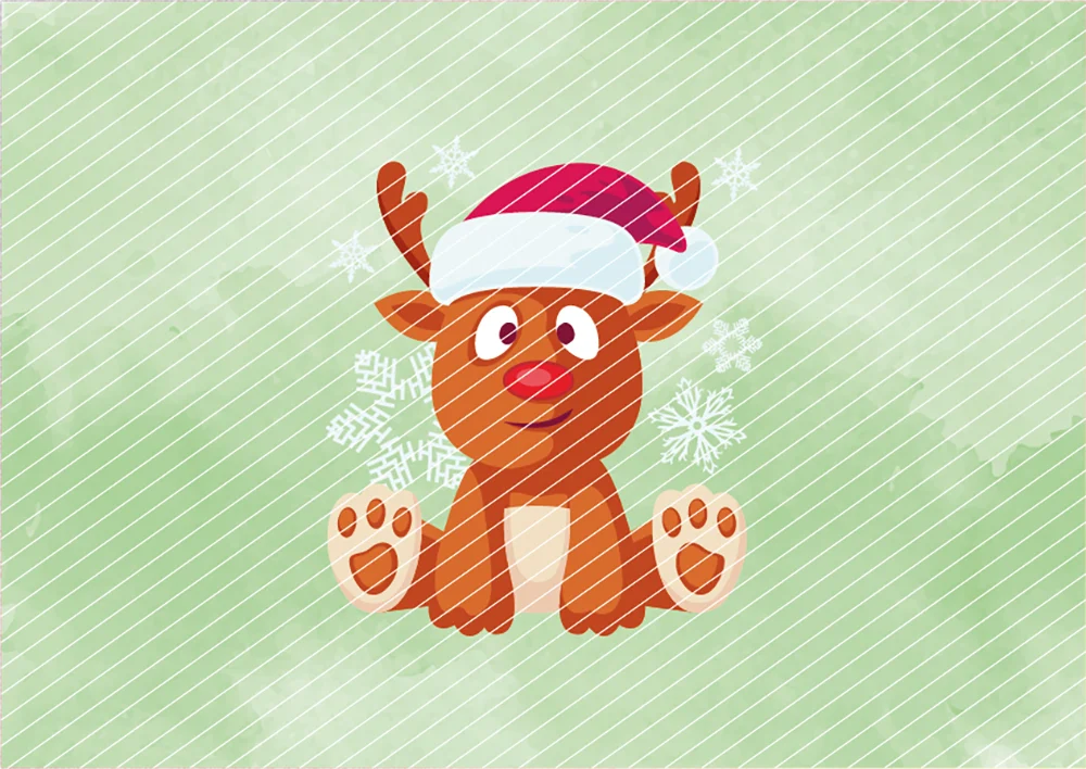 Rentier mit Weihnachtsmütze // Bügelbild