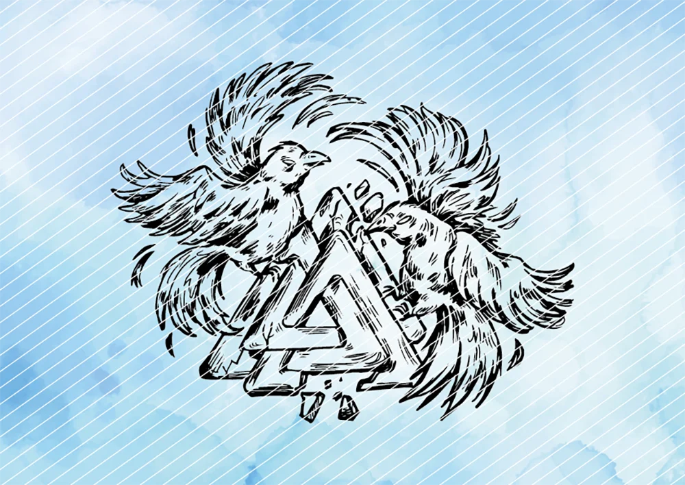 Wotansknoten mit Raben // Bügelbild