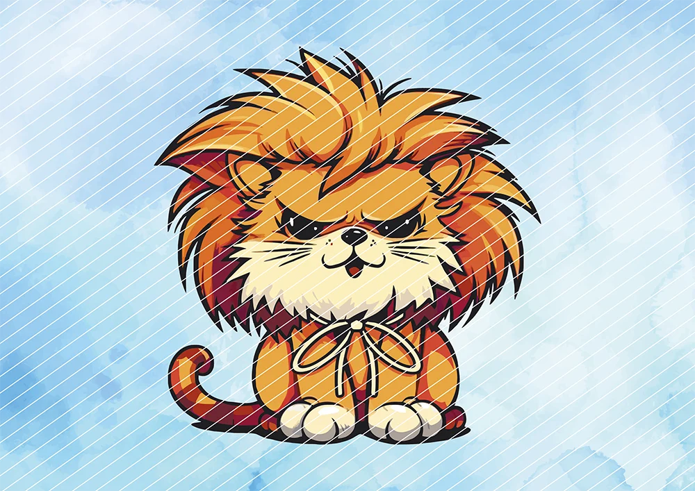 Katze mit Löwenmähne // Bügelbild