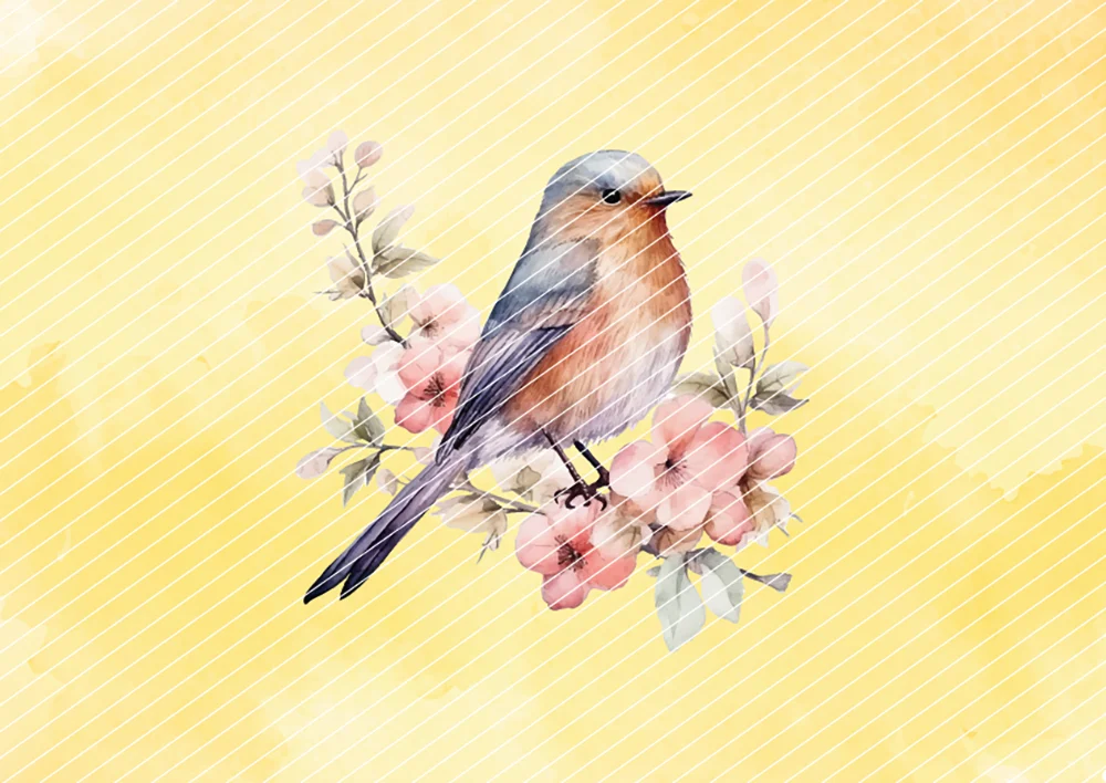 Vogel im Wasserfarben-Look // Bügelbild